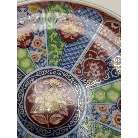 Japanese Imari Ware Decorative Plate Floral Geometric Design Collectors Item 6 1 - Picture 8 of 17